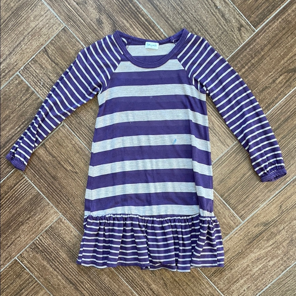 Splendid Purple and Gray Striped Longsleeve Dress